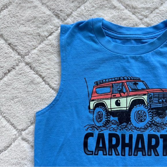 Carhartt | "Azure Blue" Boys' Sleeveless Off Road T-Shirt | Size Small (8-10) - Picture 5 of 11